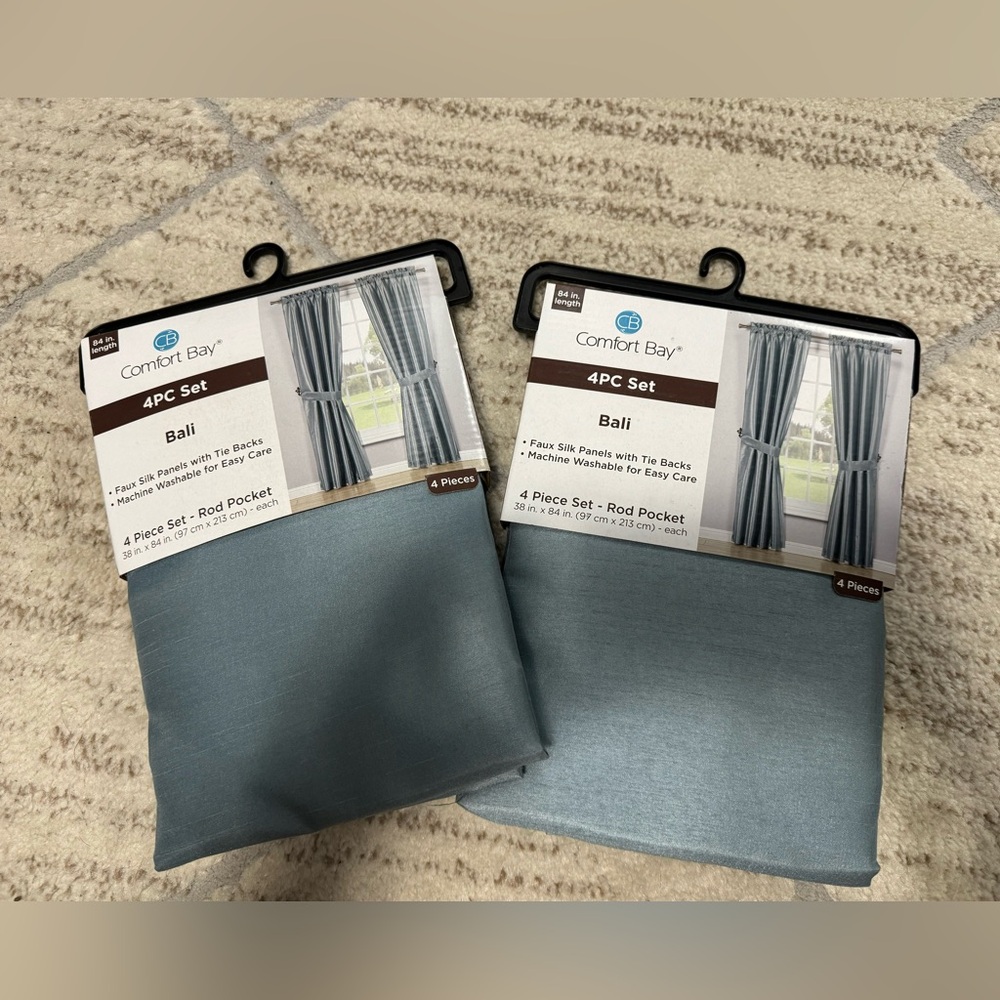 Bali Faux silk panels with tie backs - 2 packs